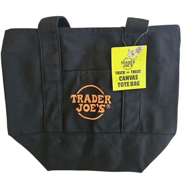 Trader Joe's  Halloween Mini Canvas Tote Bag 2025 Black - Picture 1 of 4